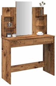 vidaXL Masa de toaleta cu oglinda lemn vechi 96x39x142 cm