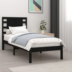 3104182 vidaXL Cadru de pat mic single, negru, 75x190 cm, lemn masiv