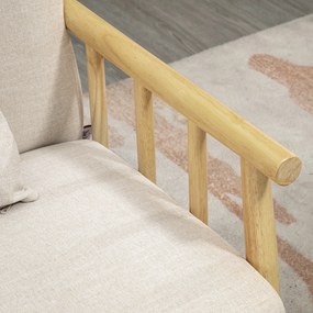 HOMCOM Canapea 2 locuri, husă cu aspect de in, compactă, până la 200 kg, cadru din lemn, 123L x 69B x 74H cm, Bej | Aosom Romania