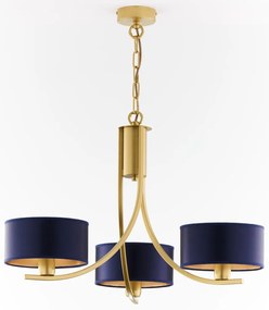 Jupiter 2093 - Lustra ARTHUR, suspendată pe lanț, 3xE27/15W/230V, albastru/auriu