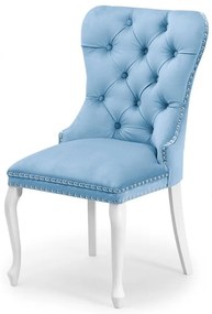 Scaun tapitat Madame Charlotte albastru deschis/alb