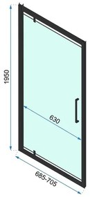 Cabina de dus dreptunghiulara cu usa pivotanta Rea Rapid Swing 70x80 negru