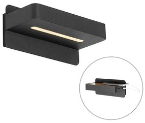 Aplică modernă neagră incluzând LED cu USB și întrerupător - Ted