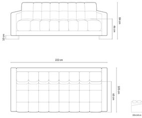 Canapea bej extensibilă, cu spațiu de depozitare cu tapițerie din catifea 222 cm Bali – Cosmopolitan Design