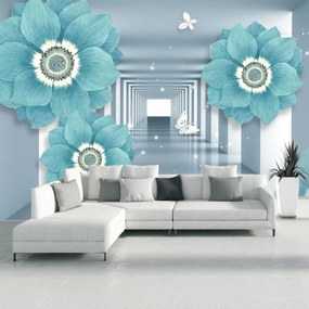 Fototapet - Flori cu fluturi 3D (147x102 cm)