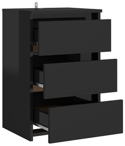 Noptiere 2 buc. negru extralucios 40x35x62,5 cm lemn compozit 2, negru foarte lucios