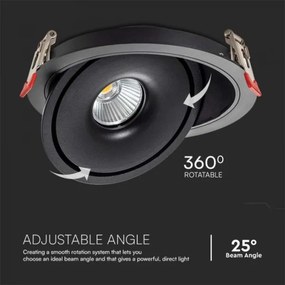 LED spot încastrat 28W 230V 3000/4000/6400K Ø20 cm negru