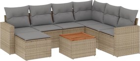 vidaXL Set canapele de grădină, 8 piese, cu perne, bej, poliratan