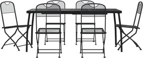 vidaXL Set de masă pentru grădină, 7 piese, plasă metalică antracit