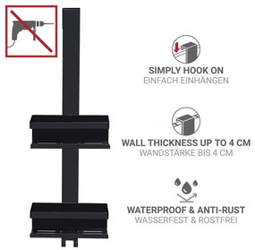 Raft pentru baie negru de agățat din oțel inoxidabil Bribano – Wenko