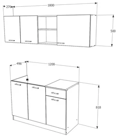 Set Bucatarie haaus Kara, Stejar Sonoma/Alb, L 180 cm