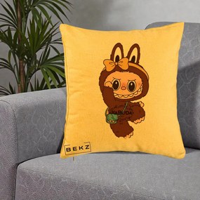 Perna Personalizata Kabuda Maro cu Funda Aurie, 40x40 cm, Galben, Husa Detasabila, Perna Inclusa, BEKZ®