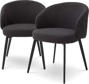 Set de 2 scaune cu brate design LUX Lloyd, boucle negru 115989 HZ