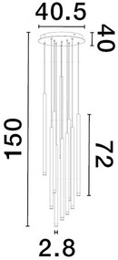 Lustra cu 10 pendule LED design tubular DANDIA