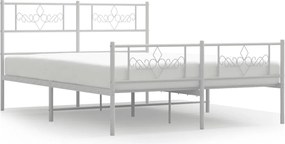 vidaXL Cadru de pat metalic cu tăblie, alb, 120x200 cm