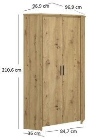 Dulap de haine de colț Andra 2D (Stejar artisan). 1052741