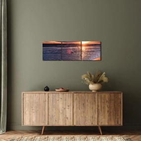 Tablou cu apus de soare (cu ceas) (90x30 cm)