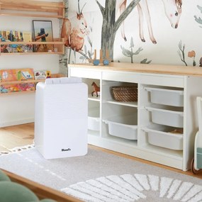 Dezumidificator pentru baie Woods MDK11, 2 viteze, Pana la 40 m², 108 m³, 2 l, 20 l/24 h, Hidrostat, 44 dB, IPX1, Alb