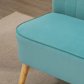 HOMCOM Canapea design retro 2 locuri, picioare din lemn, 117 cm x 56,5 cm x 77 cm, Verde | Aosom Romania