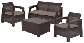 Set de mobilier de grădină Corfu box set, culoare maro, cu perne taupe calde