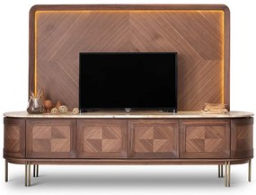 Set Living Emma, Nuc - Marmură Naturală 245x56x173cm Lemn