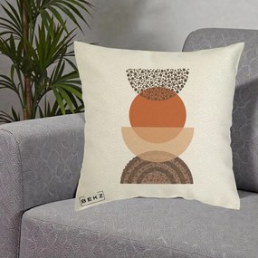 Perna Decorativa Boho Stiva Forme Punctate Terracotta, 40x40 cm, Ecru, Husa Detasabila, Perna Inclusa, BEKZ®
