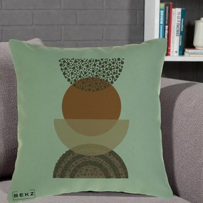 Perna Decorativa Boho Stiva Forme Punctate Terracotta, 40x40 cm, Verde, Husa Detasabila, Perna Inclusa, BEKZ®