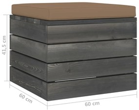 Set mobilier gradina paleti cu perne, 6 piese, lemn masiv pin Gri taupe, 6