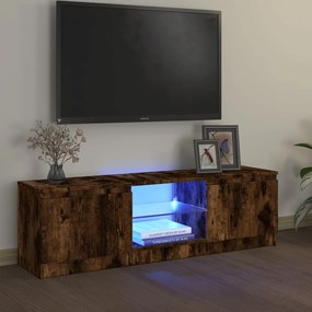 815708 vidaXL Comodă TV cu lumini LED, stejar fumuriu, 120x30x35,5 cm