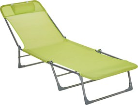 Outsunny Șezlong reclinabil pliabil cu pernă, spătar reglabil în 5 trepte, verde | Aosom Romania