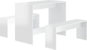 vidaXL Set mobilier de bucătărie, 3 piese, alb extralucios, PAL