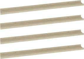 vidaXL Rafturi de perete, 4 buc., stejar sonoma, 100x9x3 cm