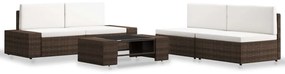 vidaXL Set mobilier de grădină, 5 piese, maro, poliratan
