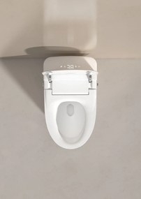 Smart WC 625 – Vas de Toaletă Inteligent Premium cu Iluminare Ambientală RGB, Funcție Bideu Integrată, Deschidere Automată, Spălare Automată, Uscare cu Aer Cald, Dezinfectare UV, Încălzire Colac, Telecomandă, Ecran LED, Ceramica, Alb
