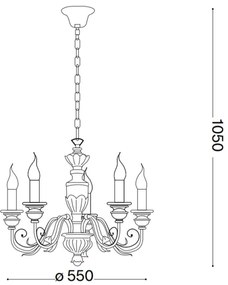 Lustră pe lanț Ideal Lux FIRENZE 5xE14/40W/230V d. 55 cm auriu