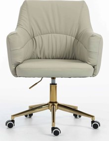 HR840K Scaun Culoarea Inului Piele Ecologica Premium Soft cu Bază Aurie