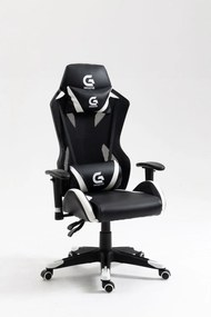 Scaun gaming, design racing, spatar Mesh, funcție recliner, SIG 5038, Negru/Alb