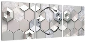 Tablou cu abstracție 3D (cu ceas) (90x30 cm)