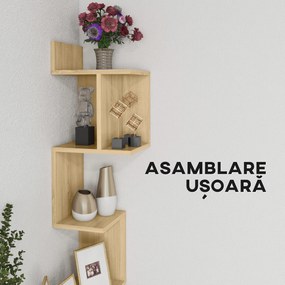 Raft de depozitare HOMCOM MDF cu rafturi deschise pentru sufragerie si dormitor, 80x20x128,5 cm, de culoare stejar