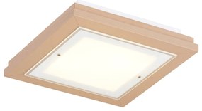 Plafoniera din lemn si sticla TABOR 32x32cm, piersica