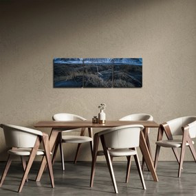 Tablou cu priveliște spre vărfurile Islanda (cu ceas) (90x30 cm)