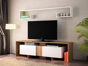 Comoda TV Rose - Alb, Walnut