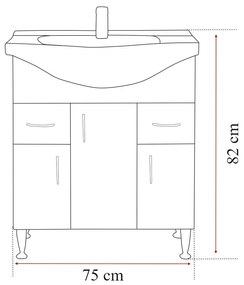 Mobilier complet de baie Bianca Prime 75, culoare stejar sonoma