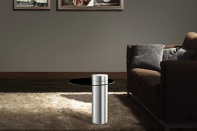Măsuță de cafea rotunda din sticla si otel Ontario 52 cm gri