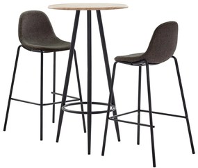 Set mobilier de bar, 3 piese, gri inchis, material textil Morke gra, 3