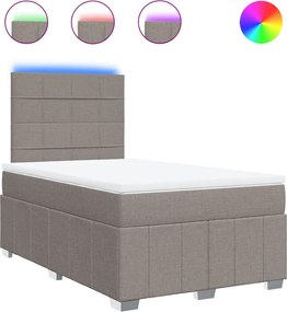 vidaXL Pat box spring cu saltea, gri taupe, 120x200 cm, textil