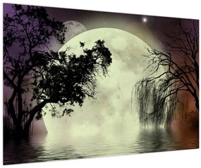 Tablou - Lună plină deasupra apei (90x60 cm)