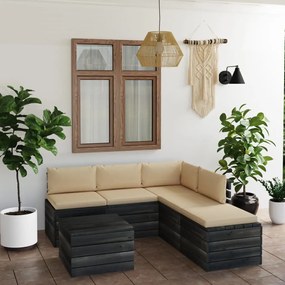 3061926 vidaXL Set mobilier grădină paleți cu perne, 6 piese, lemn masiv pin