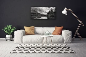 Tablou pe panza canvas Mountain Forest Lake Nature Gray