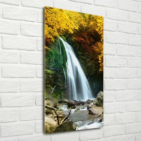 Tablou pe pe sticlă Cascada din pădure